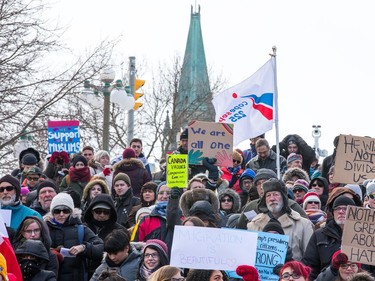 Sussex Avenue was blocked off as an anti President Trump protest takes place at the Embassy of the United States in Ottawa.