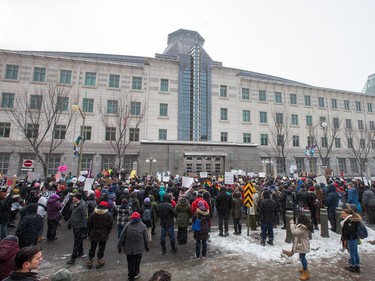 Sussex Avenue was blocked off as an anti President Trump protest takes place at the Embassy of the United States in Ottawa.