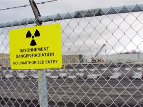 This Nov. 1, 2013 photo shows rows of chambers holding intermediate-level radioactive waste in shallow pits at the Bruce Power nuclear complex near Kincardine, Ontario.