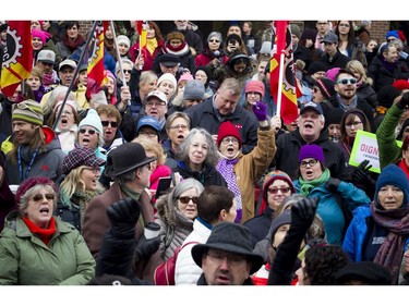 Thousands in Ottawa marched in support of the Women's March on Washington.