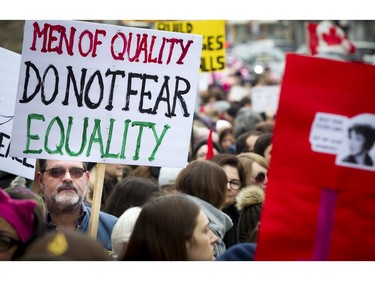 Thousands in Ottawa marched in support of the Women's March on Washington.