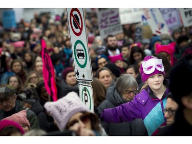 Thousands in Ottawa marched in support of the Women's March on Washington.