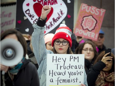 Thousands in Ottawa marched in support of the Women's March on Washington.