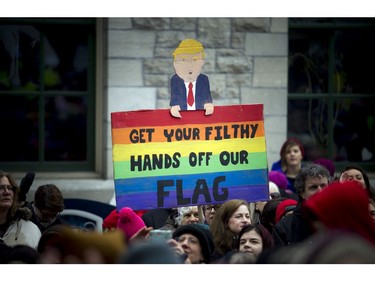 Thousands in Ottawa marched in support of the Women's March on Washington.