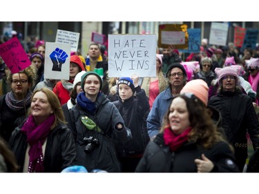 Thousands in Ottawa marched in support of the Women's March on Washington.