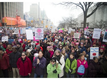 Thousands in Ottawa marched in support of the Women's March on Washington.