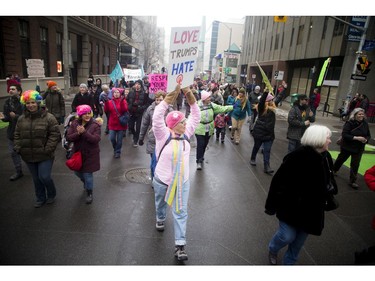 Thousands in Ottawa marched in support of the Women's March on Washington.