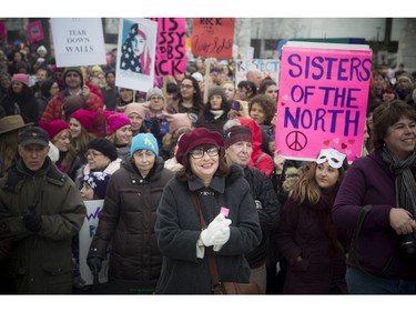 Thousands in Ottawa marched in support of the Women's March on Washington.