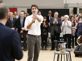 Prime Minister Justin Trudeau speaks with the public at a town hall at the University of Winnipeg in Winnipeg, Thursday, January 26, 2017.