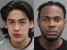 Marcus Gil, left, and Brightner Casseus are sought in connection with a violent home invasion on Cooper Street Tuesday.