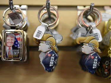 Donald Trump key rings for sale in a Washington, D.C., souvenier shop.