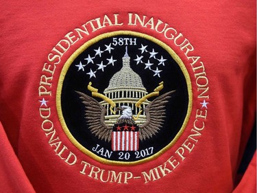 A sweatshirt commemorates the inauguration of Donald Trump.