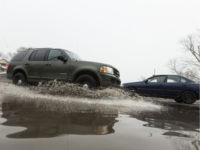 Soggy streets and treacherous sidewalks were the order of the day Thursday.