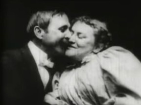 Frame grabs from Thomas Edison's 1896 move The Kiss.
