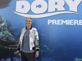 FILE - In this June 8, 2016, file photo, Ellen DeGeneres arrives at the premiere of &ampquot;Finding Dory&ampquot; at the El Capitan Theatre in Los Angeles. DeGeneres used the plot of the film on her syndicated chat show Monday, Jan. 30, 2017, to illustrate her stance on President Donald Trump‚Äôs recent executive order on immigration and refugees. (Photo by Chris Pizzello/Invision/AP, File)