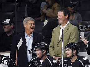 In the latest edition of NHL 100, a weekly series from The Canadian Press, we look at some of the players who left the game too soon or were never able to reach their full potential. Team Lemieux coaches Bobby Orr, left, and Mario Lemieux laugh during first period NHL All-Star Celebrity Shootout against Team Gretzky, in Los Angeles in a January 28, 2017, file photo. THE CANADIAN PRESS/AP-Mark J. Terrill