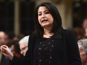 Maryam Monsef responds to a question during question period in the House of Commons on Parliament Hill in Ottawa on Wednesday, Dec 14, 2016. Monsef says denying women access to the full range of reproductive services - including abortion - is a form of gender-based violence. THE CANADIAN PRESS/Sean Kilpatrick