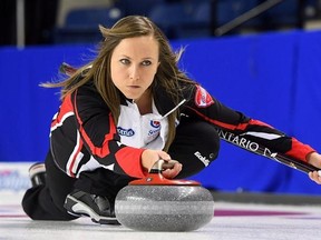 Ontario skip Rachel Homan practises during the Scotties Tournament of Hearts in St. Catharines, Ont., on Friday, Feb. 17, 2017. THE CANADIAN PRESS/Sean Kilpatrick