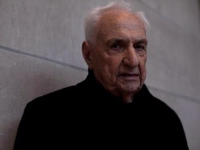 Architect Frank Gehry is pictured following a retrospective talk in Toronto, on December 3, 2016. Class will soon be in session for Frank Gehry, and the celebrated Canadian-born architect will be leading the lessons. The California-based Gehry will be teaching what is being billed as his first-ever online class this spring. THE CANADIAN PRESS/Chris Young
