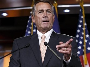 FILE - In this Feb. 26, 2015 file photo, then-House Speaker John Boehner of Ohio speaks during a news conference on Capitol Hill in Washington. Boehner predicted on Thursday, Feb. 23, 2017, that a full repeal and replacement of ‚ÄúObamacare‚Äù is ‚Äúnot going to happen.‚Äù (AP Photo/J. Scott Applewhite)