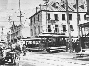 Streetcars at Bank and Sparks streets in Ottawa.