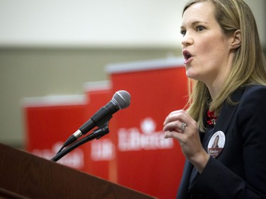 Ainsley Malhotra addresses the crowd at the Liberal Party of Canada's candidate selection meeting for the upcoming Ottawa--Vanier federal by-election, a gathering to nominate their candidate on Sunday, February 5th, 2017.  Ashley Fraser/Postmedia