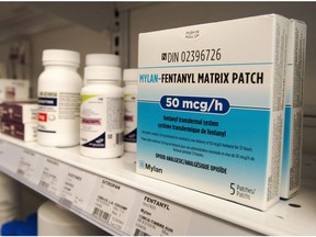 Boxes of fentanyl patches are seen in a Quebec pharmacy.