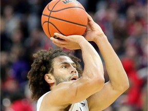 Carleton's Kaza Kajami-Keane gets a point from the line in the men's action between the Carleton Ravens and the Ottawa Gee Gees  during the 11th Annual Capital Hoops Classic at CTC Friday (Feb 3, 2017). Julie Oliver/Postmedia