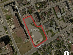 The Canada Lands Company and Algonquins of Ontario announced Thursday they are partnering to redevelop a 1.4-hectare property at the northeast corner of Carling Avenue and LeBreton Street S. (map supplied by Canada Lands Company)