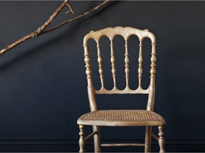 This old chair shines brightly when done up in both Warm and Bright Gold from Annie Sloan's new Gilding Wax collection.