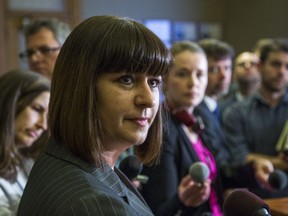 Marie-France Lalonde, Ontario's Minister of Community Safety and Correctional Services, talks to media at Queen's Park in Toronto, Ont. on Thursday January 12, 2017.