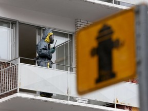 Hazmat crews from the Ottawa Fire Services along with Ottawa Police and OPP tear down a meth lab art the corner of Clarence and Beausoleil Dr. in Ottawa Tuesday Feb 28, 2017.