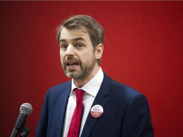 Nicolas Moyer addresses the crowd at the Liberal Party of Canada's candidate selection meeting for the upcoming Ottawa--Vanier federal by-election, a gathering to nominate their candidate on Sunday, February 5th, 2017.  Ashley Fraser/Postmedia