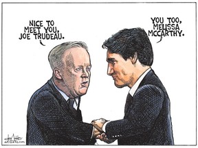 Sean Spicer and Justin Trudeau