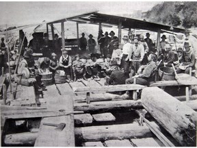 Undated photo of raftsmen in Bytown. Photo from the National Archives and Library Canada.