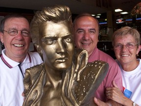 (L to R) Ervin Budge, Moe Atallah and Mary Tannis of the Elvis Sighting Society.
