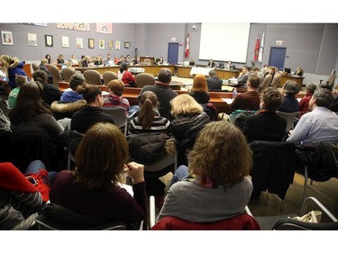 About 70 people attended the school board meeting on Monday, Feb. 13, 2017.