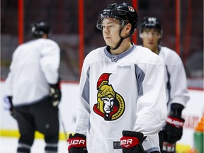 Ottawa Senator Curtis Lazar during practice at the Canadian Tire Centre on Thursday January 26, 2017.