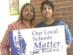 Sara Bernard and son Shane Gareau attended the meeting Wednesday of the Ottawa-Carleton District School Board to ask trustees to spare Rideau High School from closure.