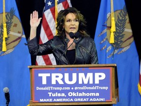 Former Republican vice presidential candidate Sarah Palin speaks to a crowd as she introduces Republican presidential candidate Donald Trump at a rally in Tulsa, Okla., Wednesday, Jan 20, 2016. Now, there's some chatter that she could be the next ambassador to Canada.