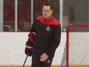 Ottawa Senators head coach Guy Boucher, seen during practice at the Richcraft Sensplex on Monday, Feb. 6, 2017, said the word comfort is one he wants "to get out of our vocabulary right now."