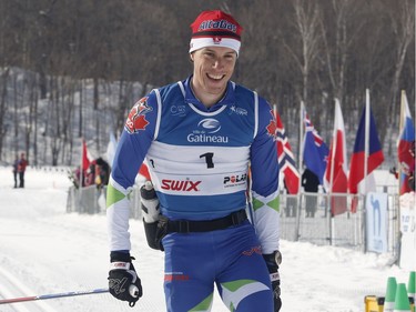 Skier Andy Shields wins the 51km classic style Gatineau Loppet cross-country ski race in Gatineau on Saturday, February 18, 2017.
