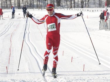 Skier Etienne Hebert wins the 27km classic style Gatineau Loppet cross-country ski race in Gatineau on Saturday, February 18, 2017.