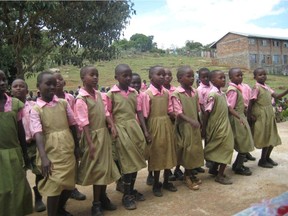 Students at a school in Kenya. A variety of factors make it more difficult for a girl to get an education in developing countries.