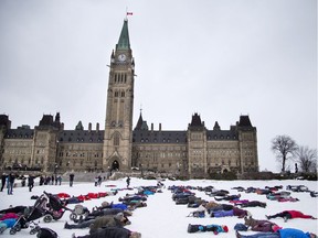 People made snow angels on Parliament Hill Saturday as part of a Canada-wide attempt to break a Guinness world record. The event was organized by The Canadian Ski Patrol.