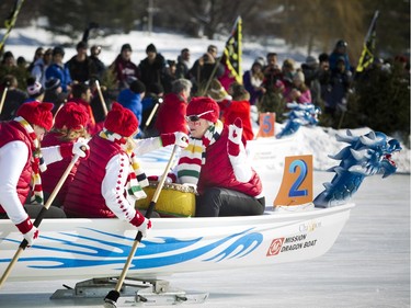 The first ICE Dragon Boating event in North America was held Saturday February 18, 2017 on Dow's Lake during Family Day long weekend and the final weekend of Winterlude.