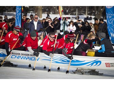 The first ICE Dragon Boating event in North America was held Saturday February 18, 2017 on Dow's Lake during Family Day long weekend and the final weekend of Winterlude.