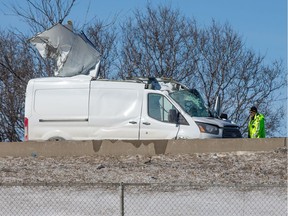 The van involved in a fatal accident on the Queensway.