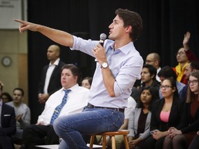 Prime Minister Justin Trudeau, pictured here at a town hall in Calgary, will take part in a Q&A with university students this morning.