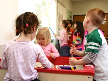 The Ottawa Catholic School Board uses various learning methods to help their students succeed, as demonstrated here by children engaging in play-based learning activities.